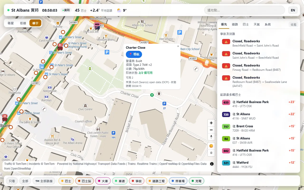 EV charger card with live status and price